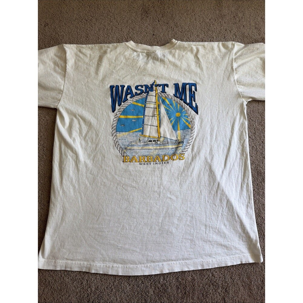 Vintage Barbados West Indies Sailing Graphic White XXL Shirt